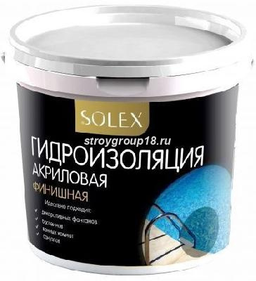 Гидроизоляция SOLEX ФИНИШНАЯ АКРИЛОВАЯ 3 КГ