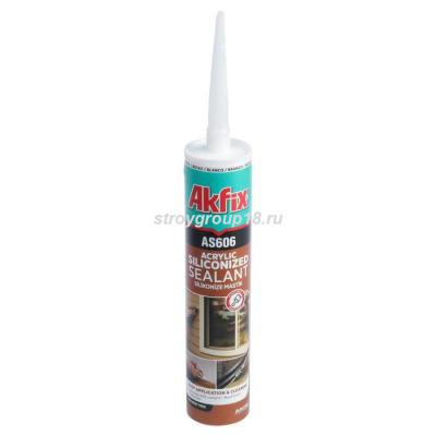 Akfix AS606 Силиконакриловый герметик, 310 мл, Белый